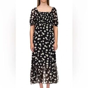 Sanctuary Black Maxi Dress with White Floral Design